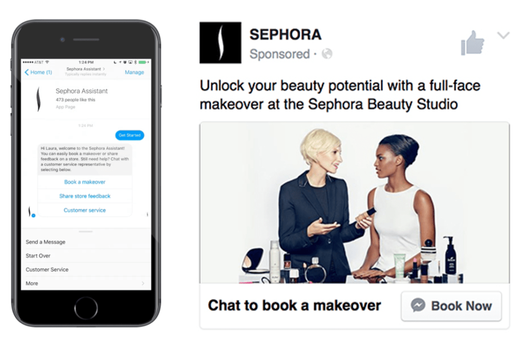 sephora assistant facebook beauty appointment booking 