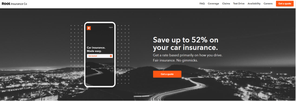 root insurance website screenshot