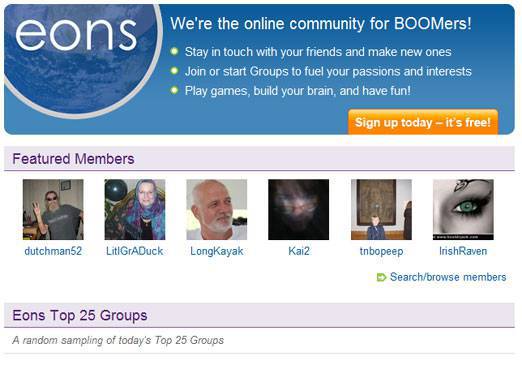 eons.com an online social network for baby boomers