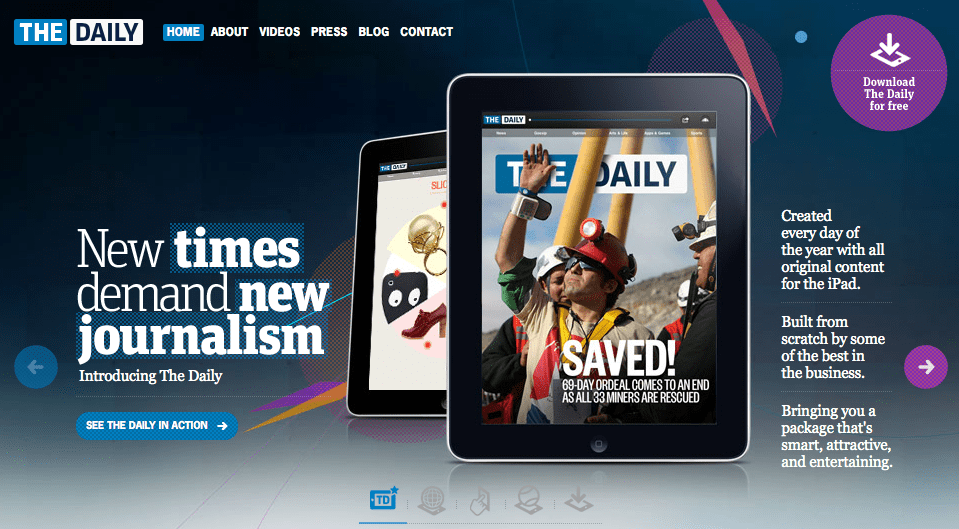 Newscorp's The Daily tablet-only newspaper