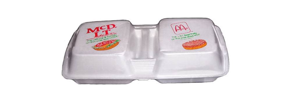 McDonald's McDLT sandwich in twin styrofoam package