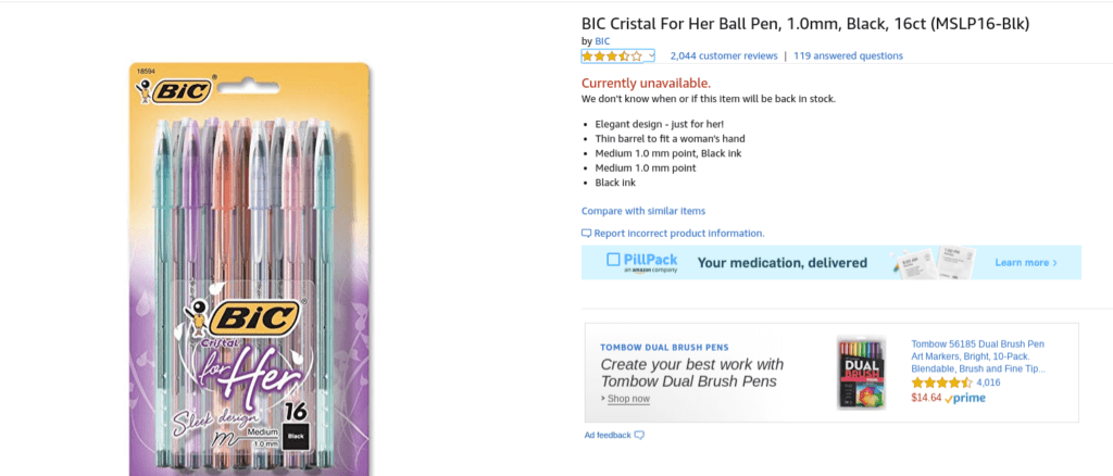 Bic for Her pens