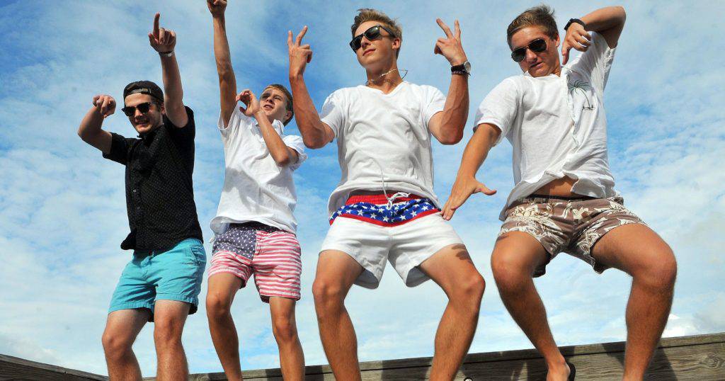 Young men wearing Chubbies shorts