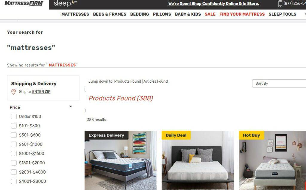 Mattress Firm's mattress huge options