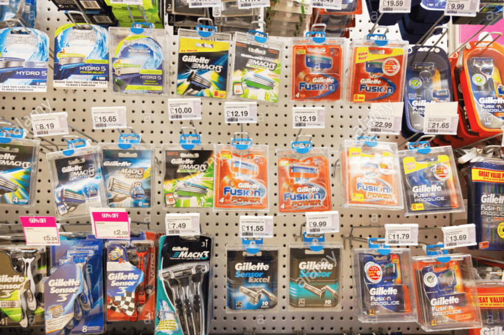 A wide range of razor brands and razor blade options