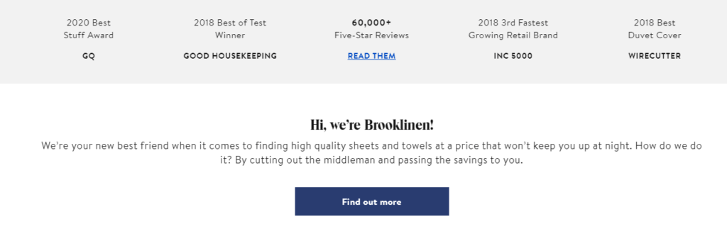 Brooklinen's reviews and magazine rewards