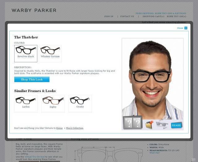 Warby Parker glasses try-on virtually