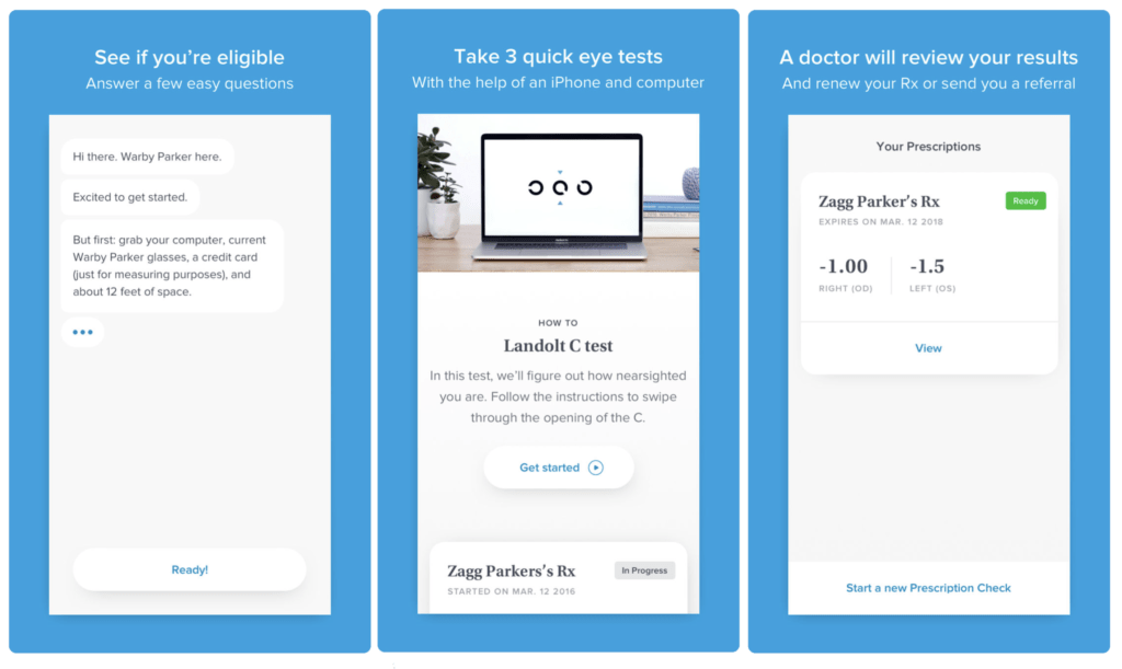 Warby Parker's online eye test