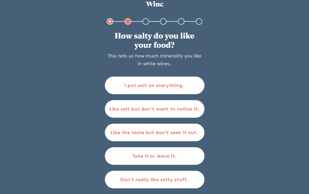 Winc quiz on salty food preferences