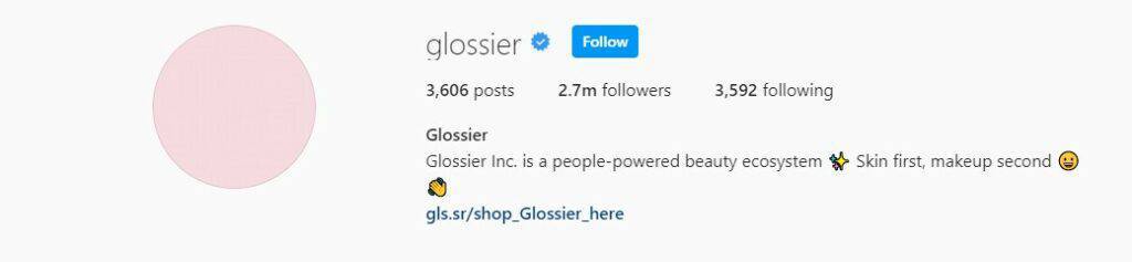 Glossier’s instagram page