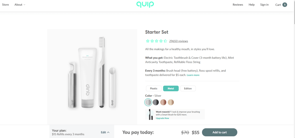 quip toothbrush start kit