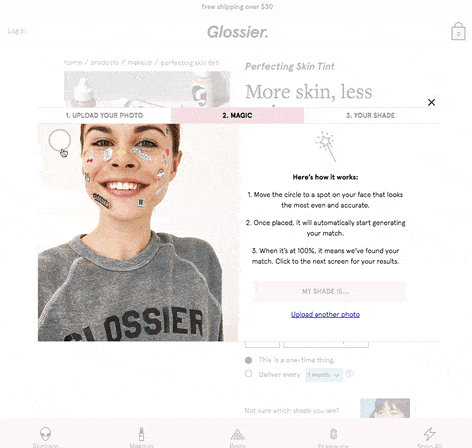 Glossier’s tool will tell you which shade will match your skin color