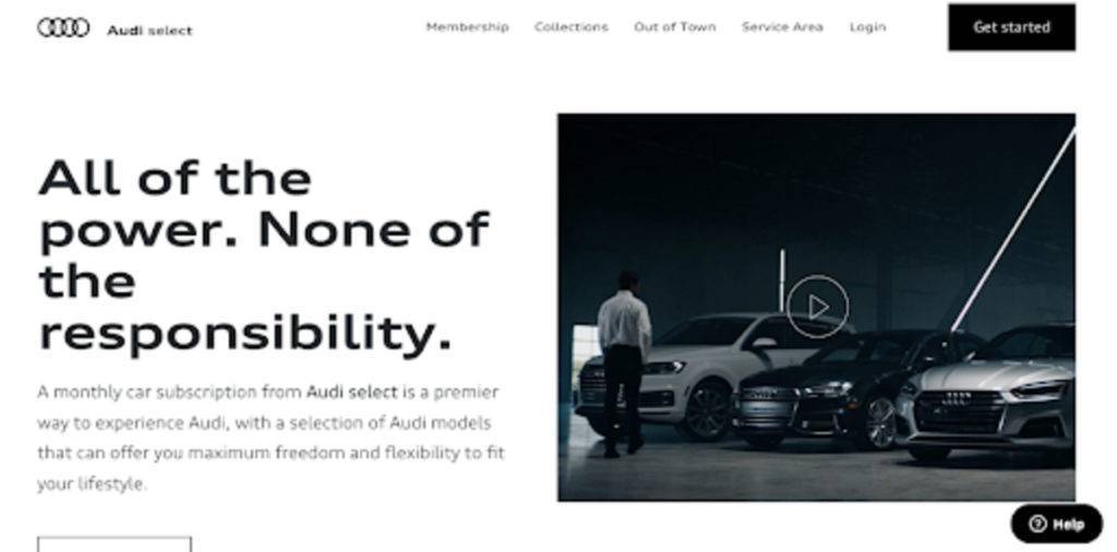 Audi’s subscription service website