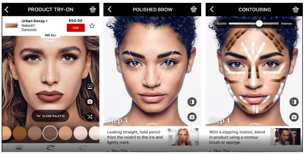 Sephora's Virtual Artist app which helps you try on makeup