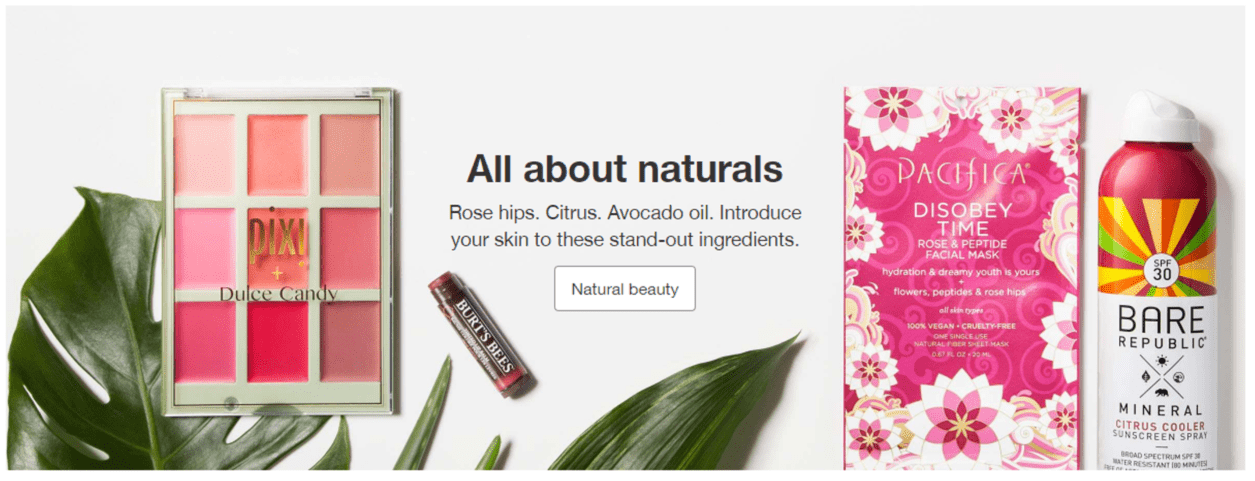 Target ad of natural beauty products