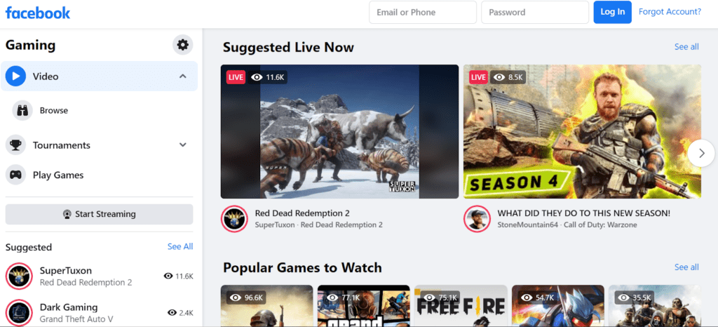 Facebook has a game livestreaming service to compete with Twitch. 