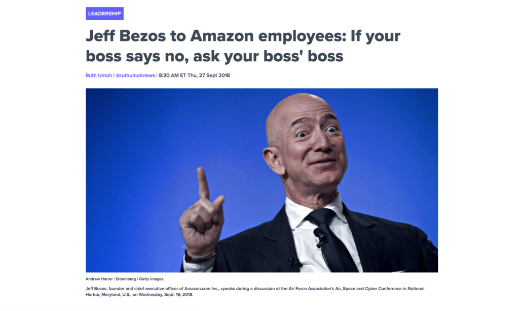 Jeff Bezos to Amazon employees: If your boss says no, ask your boss' boss