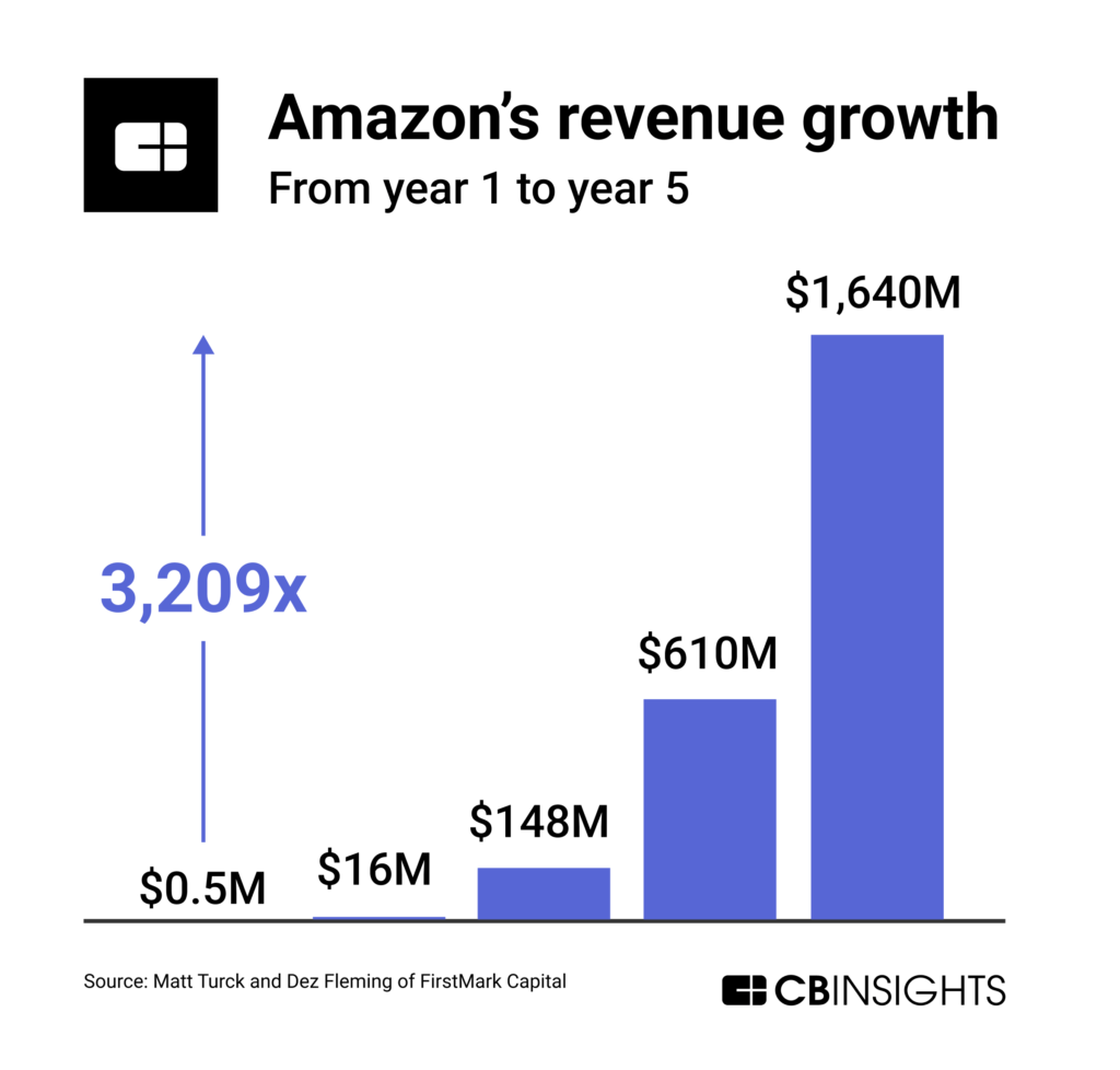 Amazon's revenue growth from year 1 to year 5