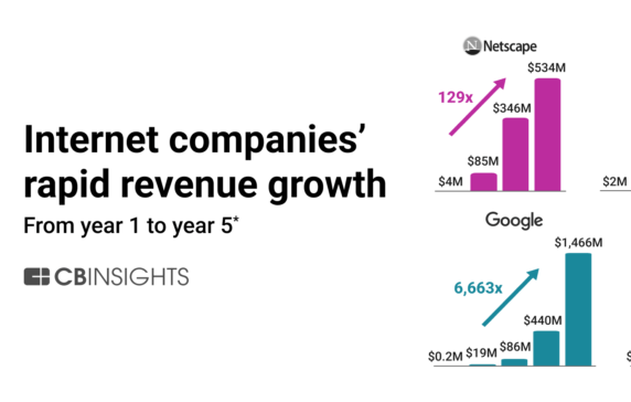 How quickly did Google, Amazon, Facebook, and other early internet companies grow revenue? A: Crazy fast