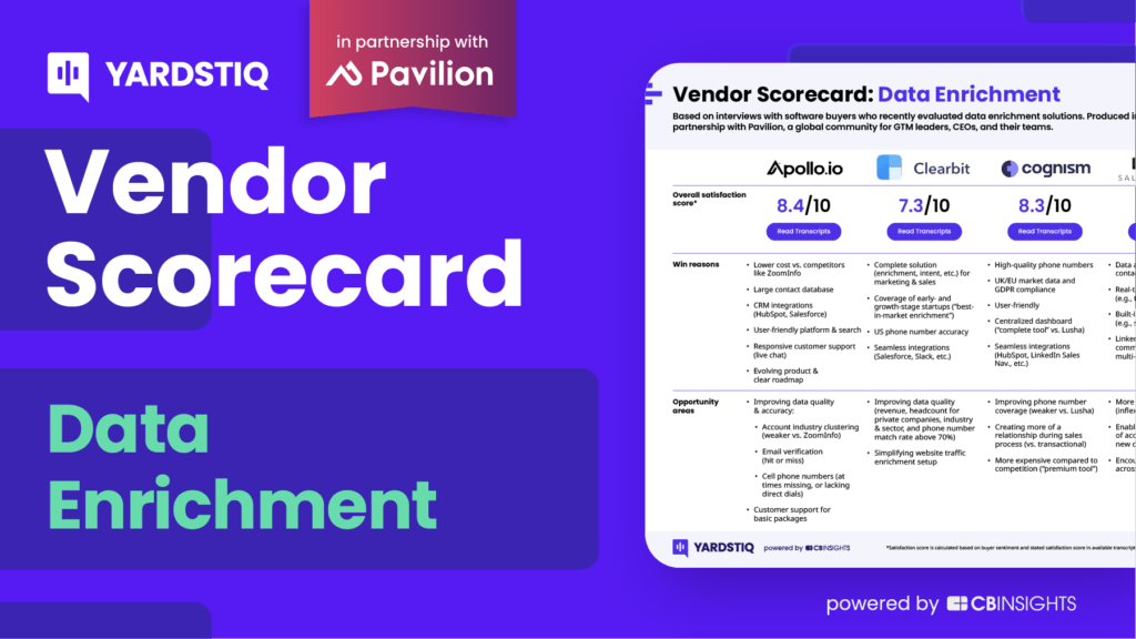 Data enrichment vendor scorecard